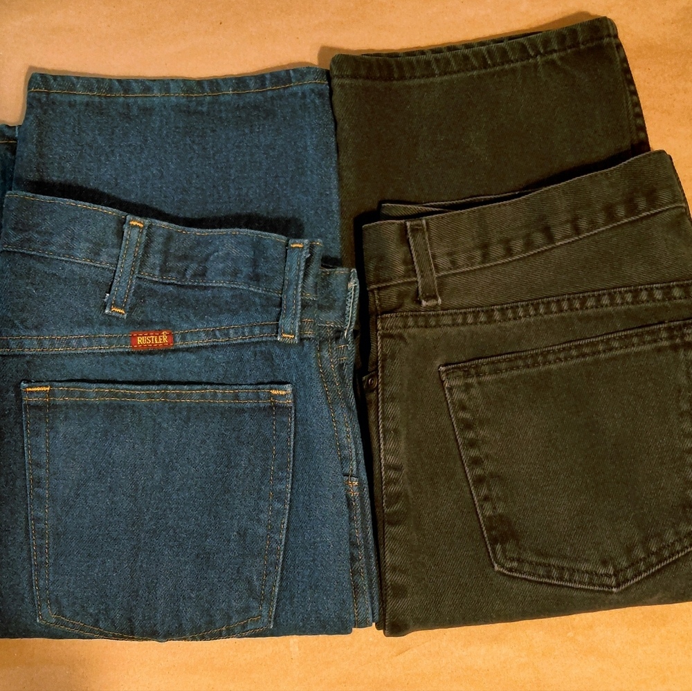 2 Jeans Mens Set Of George Black Jeans & Rustler Jeans Both 34x29 Never Worn - Picture 3 of 5